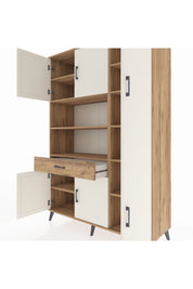 Hyperion Dolap 10 Raflı Tek Çekmeceli 6 Kapaklı 132x44x195 Çam-Aytaşı/Çam