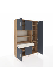 Hyperion Dolap 10 Raflı Tek Çekmeceli 6 Kapaklı 132x44x195 Çam-Antrasit/Aytaşı