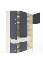 Hyperion Dolap 10 Raflı Tek Çekmeceli 5 Kapaklı 132x44x195 Aytaşı-Antrasit/Aytaşı