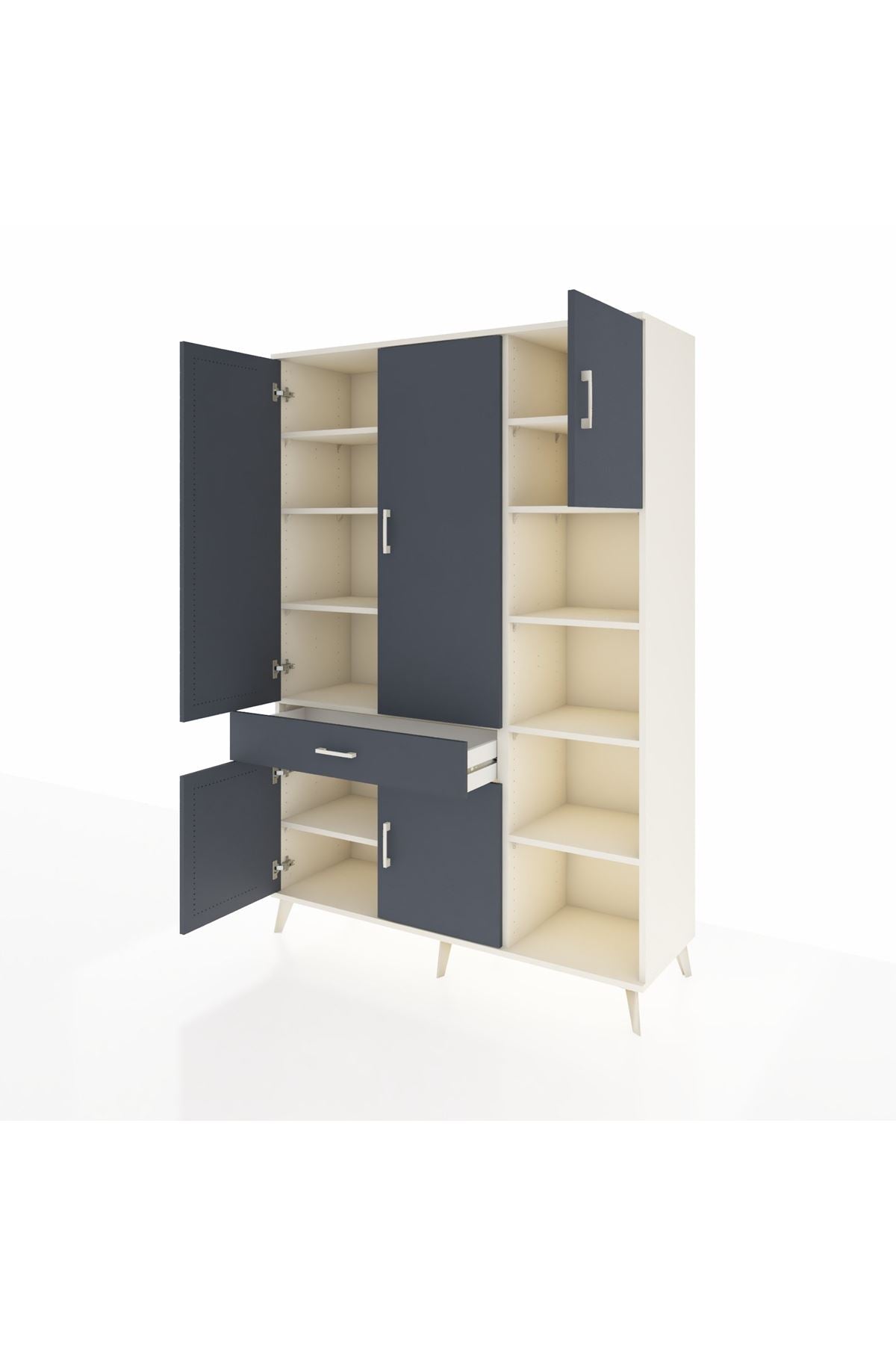 Hyperion Dolap 10 Raflı Tek Çekmeceli 5 Kapaklı 132x44x195 Aytaşı-Antrasit/Antrasit