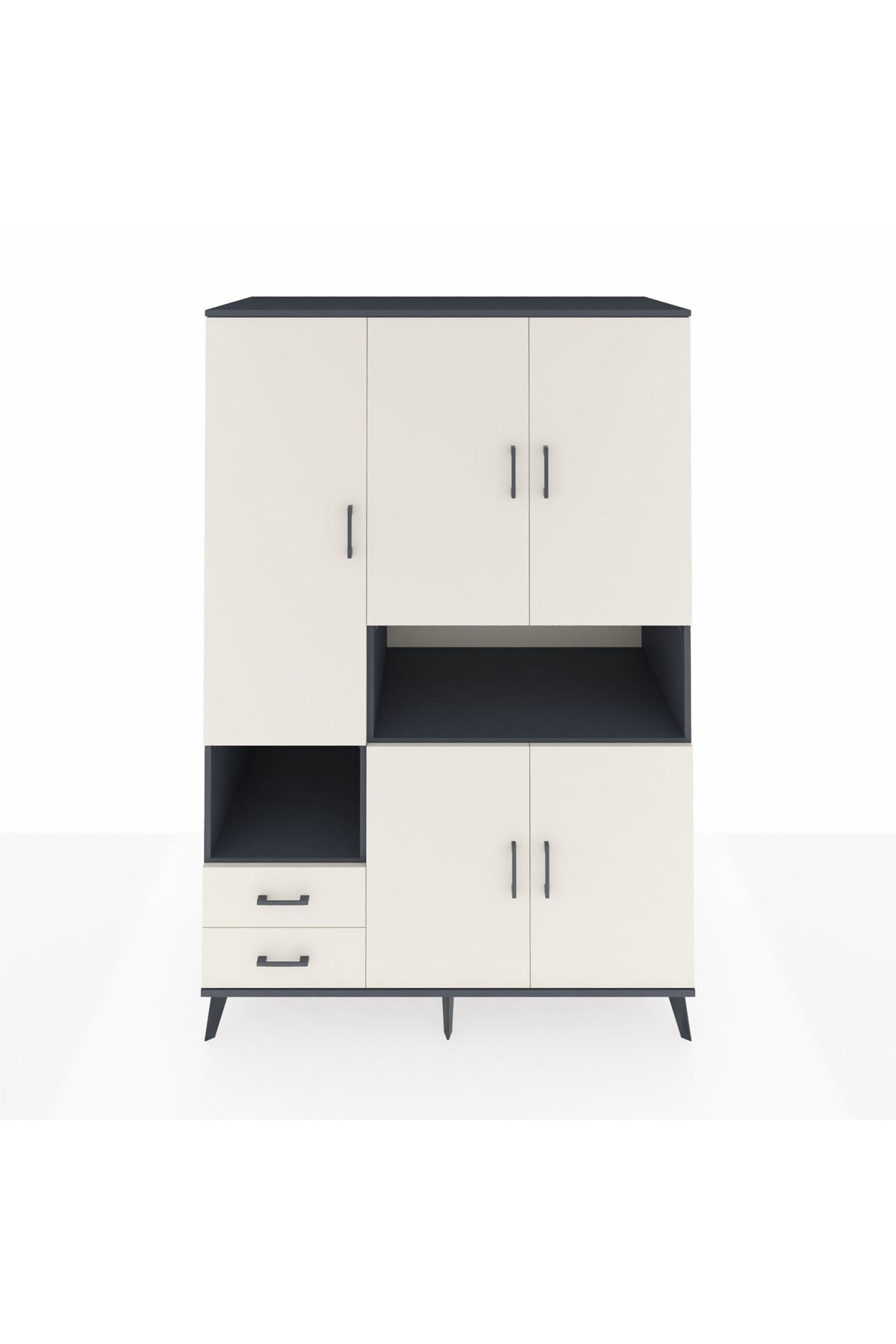 Kronos Dolap 10 Raflı 2 Çekmeceli 5 Kapaklı 132x59x195 Antrasit-Aytaşı/Aytaşı