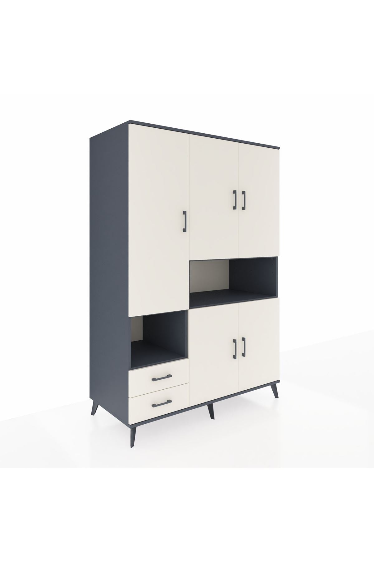 Kronos Dolap 10 Raflı 2 Çekmeceli 5 Kapaklı 132x59x195 Antrasit-Aytaşı/Aytaşı