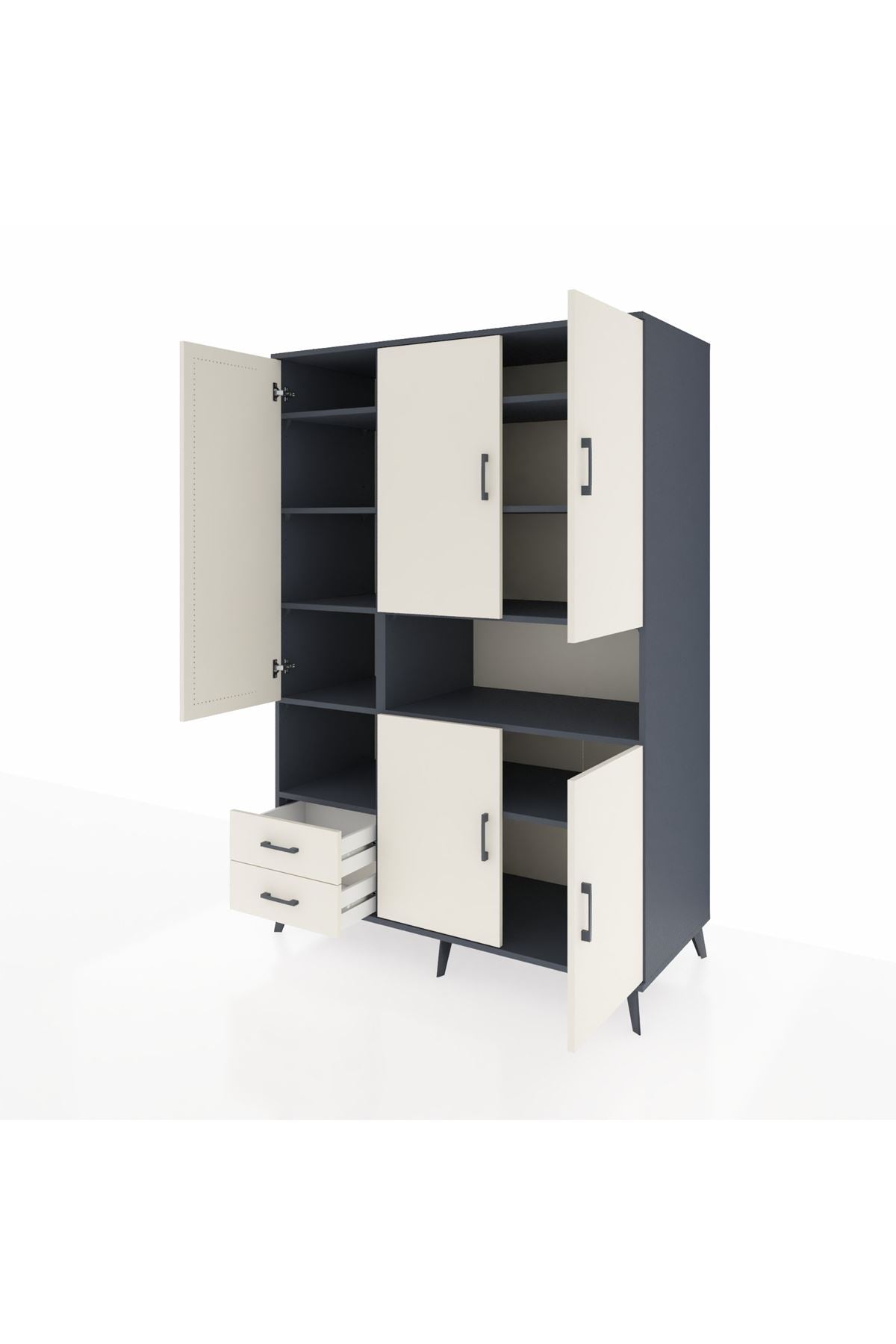 Kronos Dolap 10 Raflı 2 Çekmeceli 5 Kapaklı 132x59x195 Antrasit-Aytaşı/Aytaşı