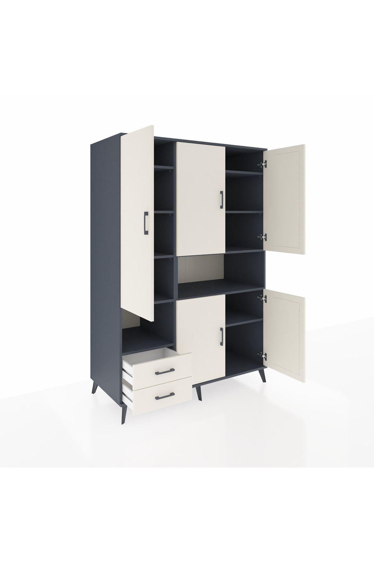 Kronos Dolap 10 Raflı 2 Çekmeceli 5 Kapaklı 132x59x195 Antrasit-Aytaşı/Aytaşı