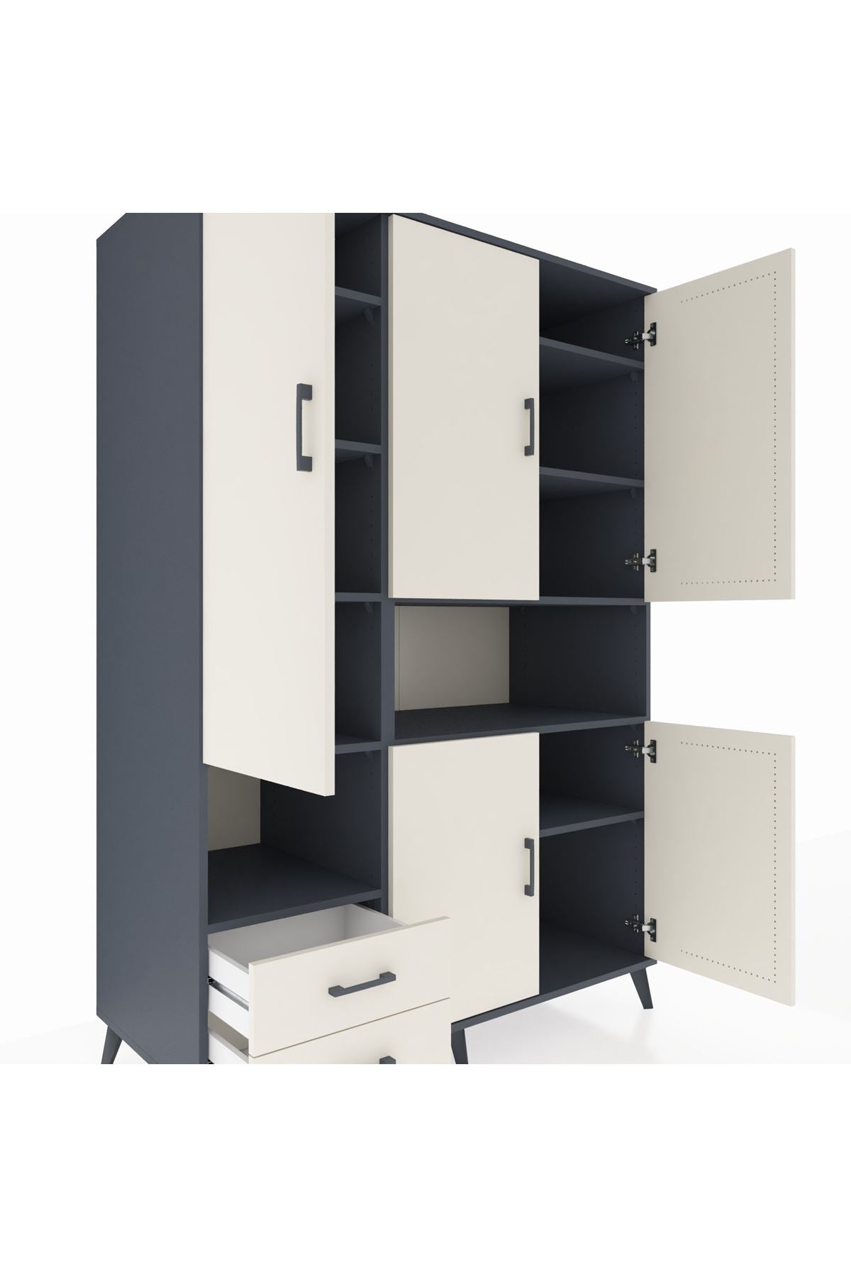 Kronos Dolap 10 Raflı 2 Çekmeceli 5 Kapaklı 132x59x195 Antrasit-Aytaşı/Aytaşı