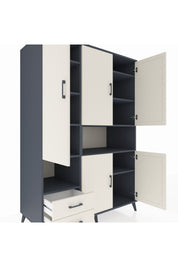 Kronos Dolap 10 Raflı 2 Çekmeceli 5 Kapaklı 132x59x195 Antrasit-Aytaşı/Aytaşı