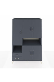 Kronos Dolap 10 Raflı 2 Çekmeceli 5 Kapaklı 132x59x195 Antrasit-Antrasit/Antrasit