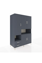 Kronos Dolap 10 Raflı 2 Çekmeceli 5 Kapaklı 132x59x195 Antrasit-Antrasit/Antrasit