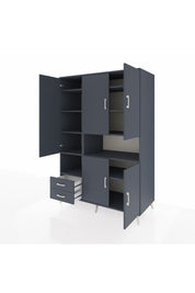 Kronos Dolap 10 Raflı 2 Çekmeceli 5 Kapaklı 132x59x195 Antrasit-Antrasit/Antrasit