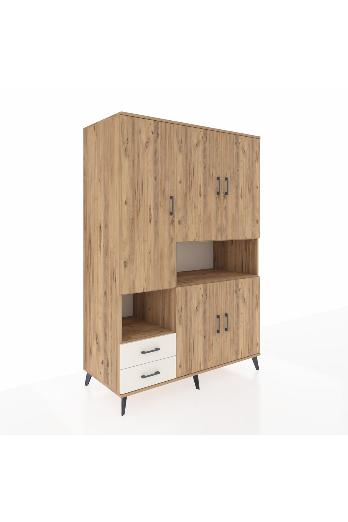 Kronos Dolap 10 Raflı 2 Çekmeceli 5 Kapaklı 132x59x195 Çam-Çam/Aytaşı