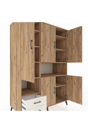 Kronos Dolap 10 Raflı 2 Çekmeceli 5 Kapaklı 132x59x195 Çam-Çam/Aytaşı