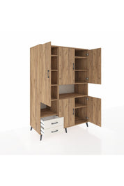 Kronos Dolap 10 Raflı 2 Çekmeceli 5 Kapaklı 132x59x195 Çam-Çam/Aytaşı