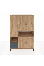 Kronos Dolap 10 Raflı 2 Çekmeceli 5 Kapaklı 132x59x195 Çam-Çam/Antrasit