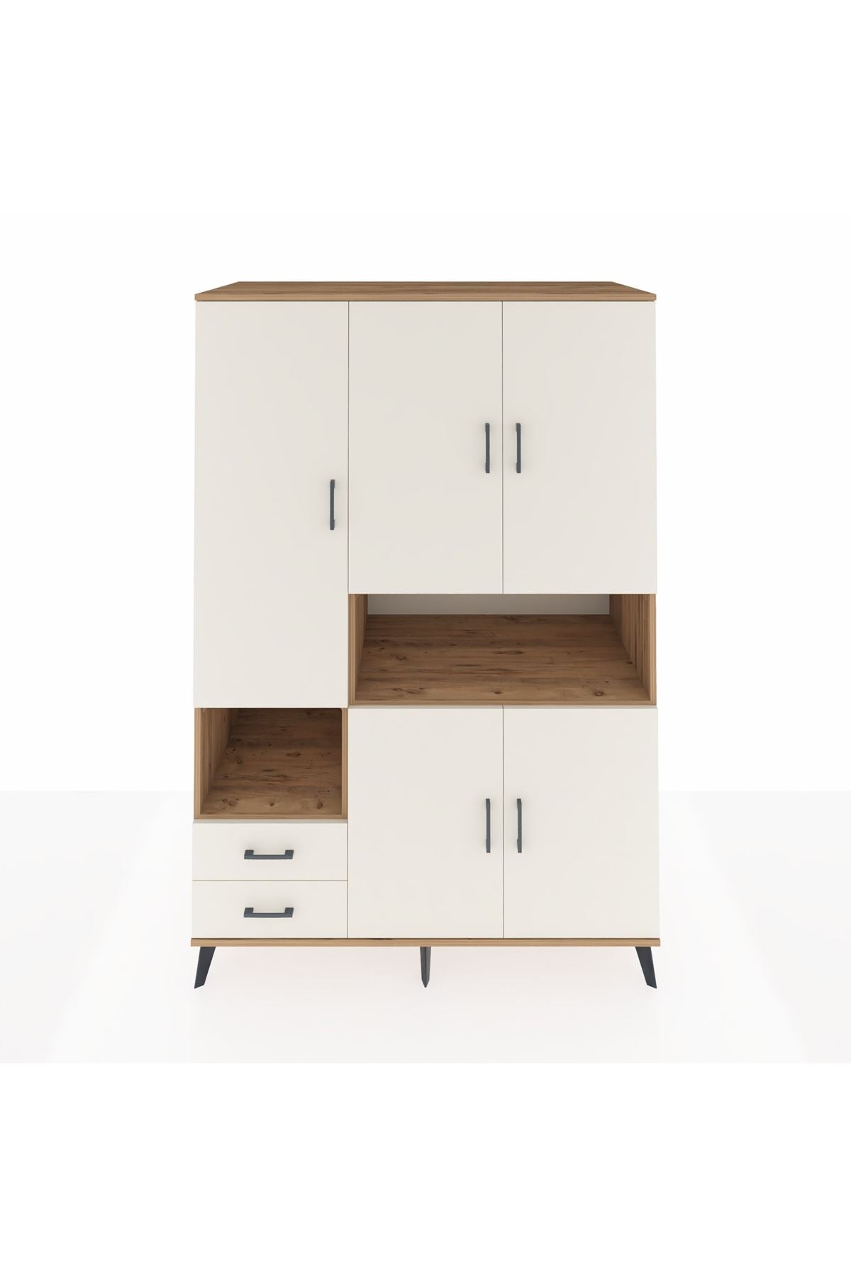 Kronos Dolap 10 Raflı 2 Çekmeceli 5 Kapaklı 132x59x195 Çam-Aytaşı/Aytaşı