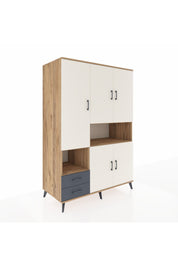 Kronos Dolap 10 Raflı 2 Çekmeceli 5 Kapaklı 132x59x195 Çam-Aytaşı/Antrasit