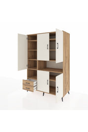 Kronos Dolap 10 Raflı 2 Çekmeceli 5 Kapaklı 132x59x195 Çam-Aytaşı/Çam