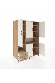 Kronos Dolap 10 Raflı 2 Çekmeceli 5 Kapaklı 132x59x195 Çam-Aytaşı/Çam