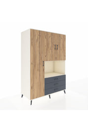 Kronos Dolap 6 Raflı 3 Çekmeceli 3 Kapaklı 132x59x195 Aytaşı-Çam/Antrasit