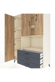 Kronos Dolap 6 Raflı 3 Çekmeceli 3 Kapaklı 132x59x195 Aytaşı-Çam/Antrasit