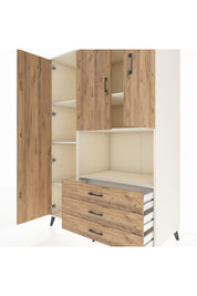 Kronos Dolap 6 Raflı 3 Çekmeceli 3 Kapaklı 132x59x195 Aytaşı-Çam/Çam