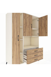 Kronos Dolap 6 Raflı 3 Çekmeceli 3 Kapaklı 132x59x195 Aytaşı-Çam/Çam