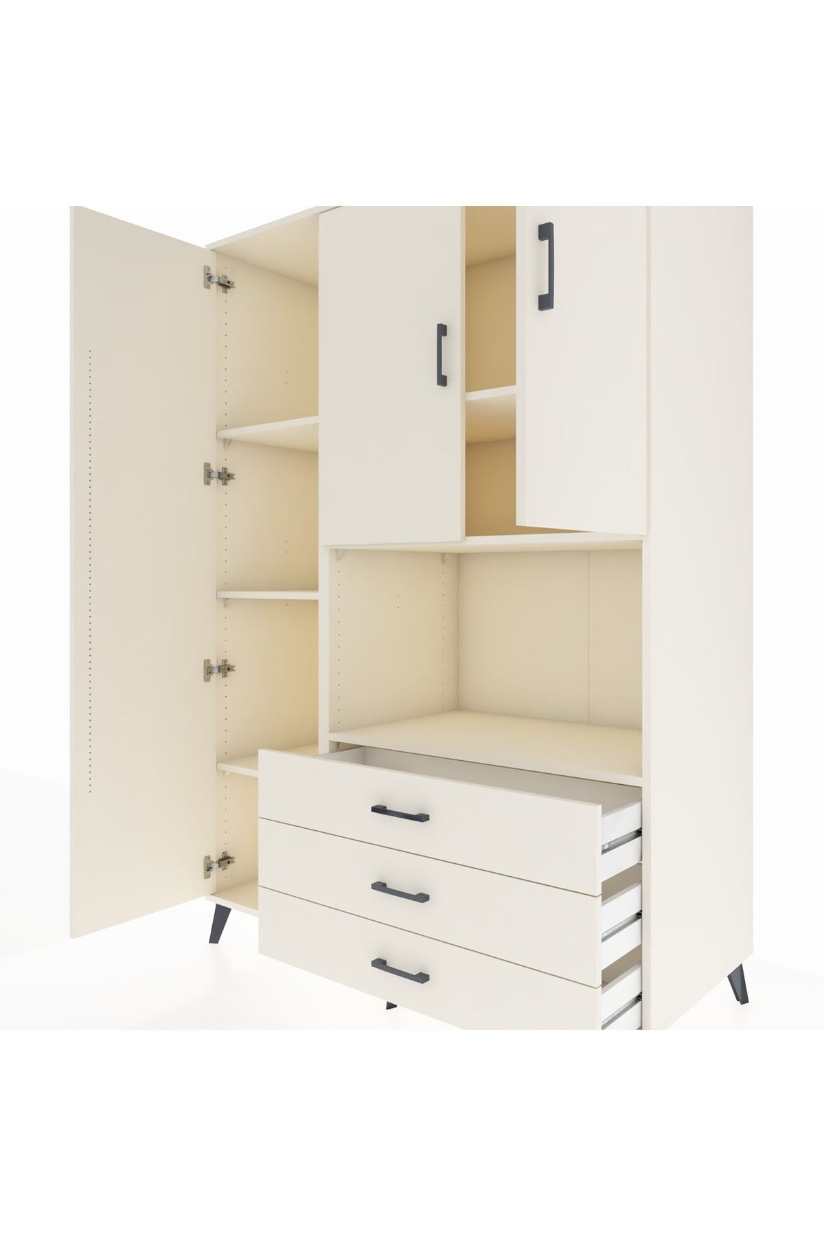 Kronos Dolap 6 Raflı 3 Çekmeceli 3 Kapaklı 132x59x195 Aytaşı-Aytaşı/Aytaşı