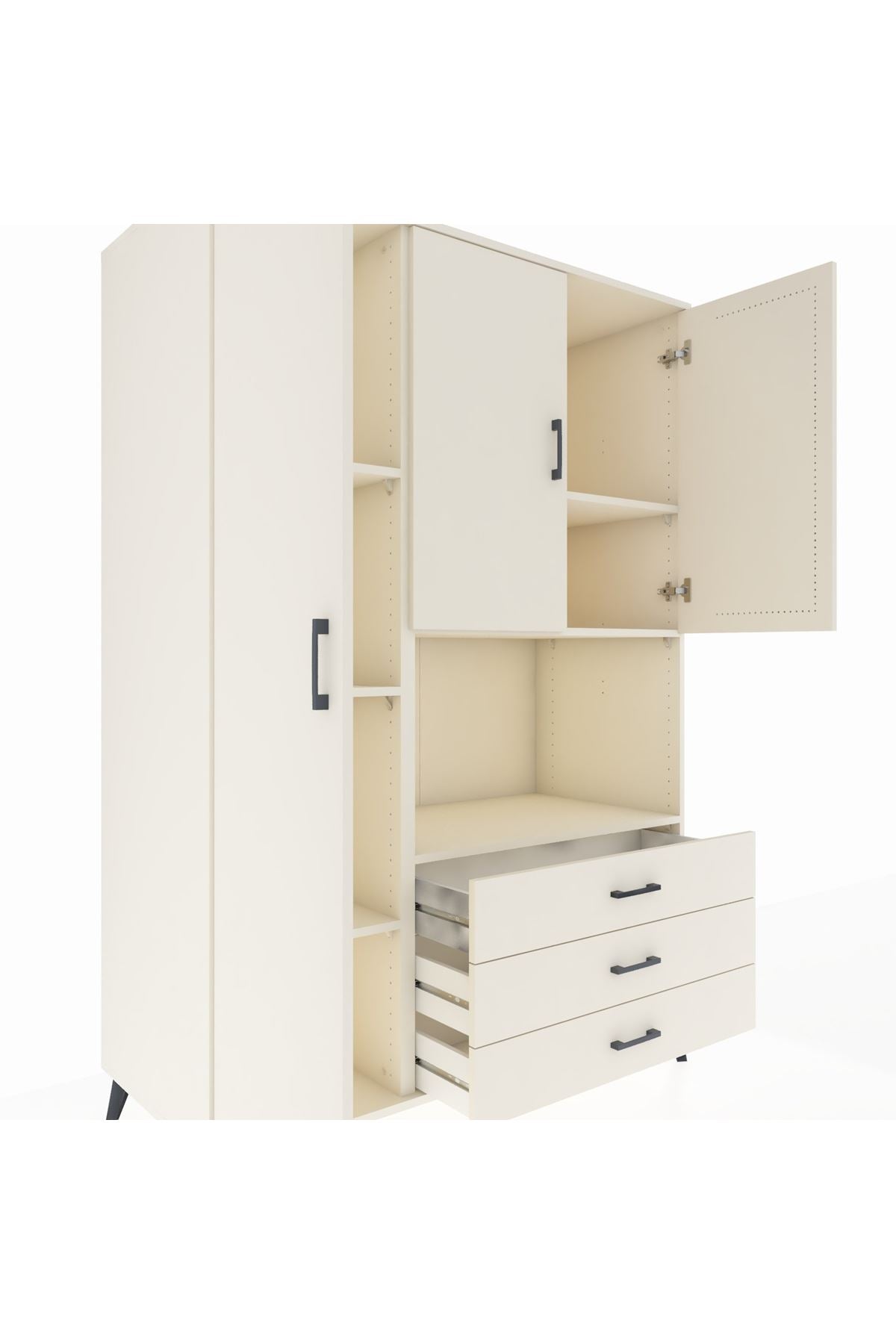 Kronos Dolap 6 Raflı 3 Çekmeceli 3 Kapaklı 132x59x195 Aytaşı-Aytaşı/Aytaşı