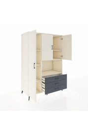 Kronos Dolap 6 Raflı 3 Çekmeceli 3 Kapaklı 132x59x195 Aytaşı-Aytaşı/Antrasit