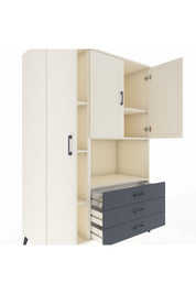 Kronos Dolap 6 Raflı 3 Çekmeceli 3 Kapaklı 132x59x195 Aytaşı-Aytaşı/Antrasit