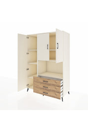 Kronos Dolap 6 Raflı 3 Çekmeceli 3 Kapaklı 132x59x195 Aytaşı-Aytaşı/Çam