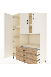 Kronos Dolap 6 Raflı 3 Çekmeceli 3 Kapaklı 132x59x195 Aytaşı-Aytaşı/Çam