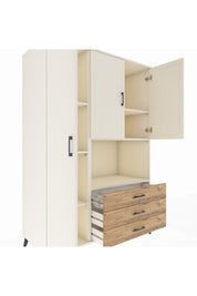 Kronos Dolap 6 Raflı 3 Çekmeceli 3 Kapaklı 132x59x195 Aytaşı-Aytaşı/Çam