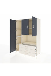 Kronos Dolap 6 Raflı 3 Çekmeceli 3 Kapaklı 132x59x195 Aytaşı-Antrasit/Aytaşı