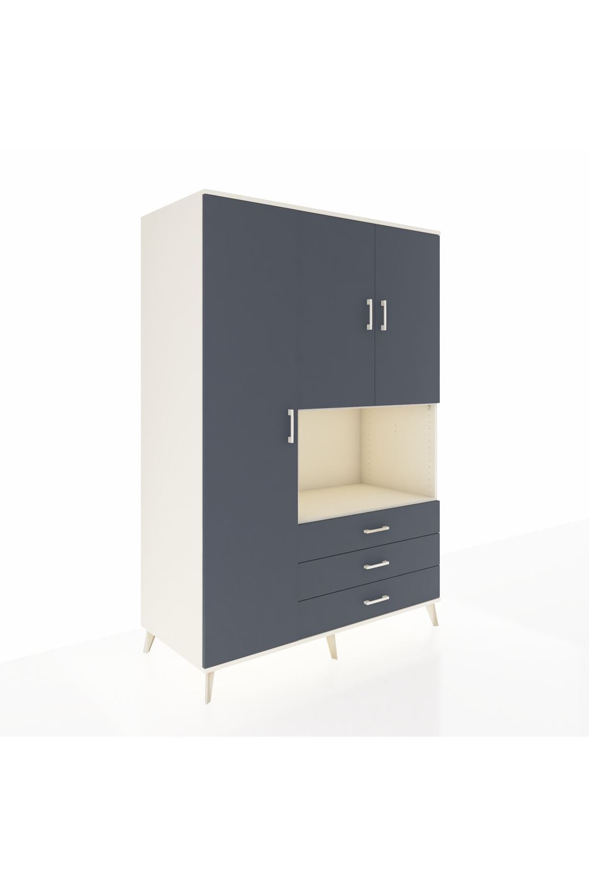 Kronos Dolap 6 Raflı 3 Çekmeceli 3 Kapaklı 132x59x195 Aytaşı-Antrasit/Antrasit