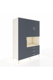 Kronos Dolap 6 Raflı 3 Çekmeceli 3 Kapaklı 132x59x195 Aytaşı-Antrasit/Antrasit