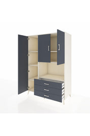 Kronos Dolap 6 Raflı 3 Çekmeceli 3 Kapaklı 132x59x195 Aytaşı-Antrasit/Antrasit