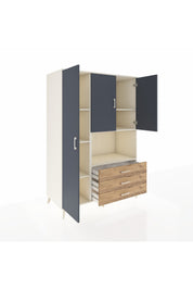 Kronos Dolap 6 Raflı 3 Çekmeceli 3 Kapaklı 132x59x195 Aytaşı-Antrasit/Çam