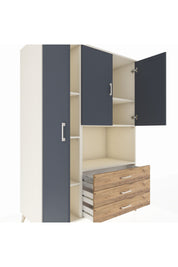 Kronos Dolap 6 Raflı 3 Çekmeceli 3 Kapaklı 132x59x195 Aytaşı-Antrasit/Çam