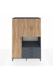 Kronos Dolap 6 Raflı 3 Çekmeceli 3 Kapaklı 132x59x195 Antrasit-Çam/Antrasit