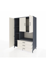 Kronos Dolap 6 Raflı 3 Çekmeceli 3 Kapaklı 132x59x195 Antrasit-Aytaşı/Aytaşı