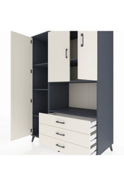 Kronos Dolap 6 Raflı 3 Çekmeceli 3 Kapaklı 132x59x195 Antrasit-Aytaşı/Aytaşı