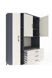 Kronos Dolap 6 Raflı 3 Çekmeceli 3 Kapaklı 132x59x195 Antrasit-Aytaşı/Aytaşı