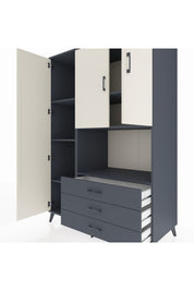 Kronos Dolap 6 Raflı 3 Çekmeceli 3 Kapaklı 132x59x195 Antrasit-Aytaşı/Antrasit