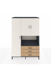 Kronos Dolap 6 Raflı 3 Çekmeceli 3 Kapaklı 132x59x195 Antrasit-Aytaşı/Çam