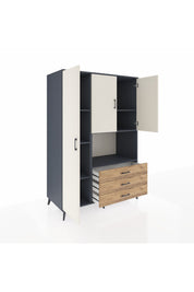 Kronos Dolap 6 Raflı 3 Çekmeceli 3 Kapaklı 132x59x195 Antrasit-Aytaşı/Çam