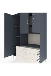 Kronos Dolap 6 Raflı 3 Çekmeceli 3 Kapaklı 132x59x195 Antrasit-Antrasit/Aytaşı