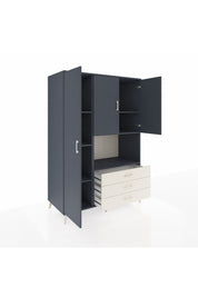 Kronos Dolap 6 Raflı 3 Çekmeceli 3 Kapaklı 132x59x195 Antrasit-Antrasit/Aytaşı