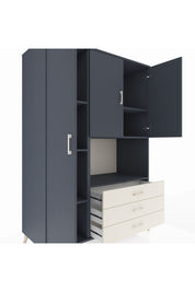 Kronos Dolap 6 Raflı 3 Çekmeceli 3 Kapaklı 132x59x195 Antrasit-Antrasit/Aytaşı