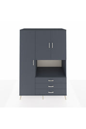 Kronos Dolap 6 Raflı 3 Çekmeceli 3 Kapaklı 132x59x195 Antrasit-Antrasit/Antrasit