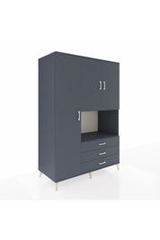 Kronos Dolap 6 Raflı 3 Çekmeceli 3 Kapaklı 132x59x195 Antrasit-Antrasit/Antrasit